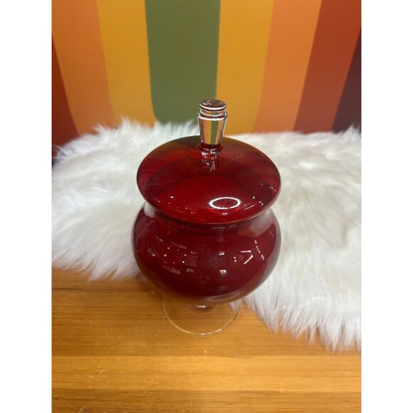 Empoli ruby red candy dish glass apothecary container - Picture 2 of 6
